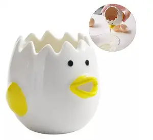 TIKA Ceramic Egg Yolk and White Separator, Cartoon Chicken Design Kitchen Tool for Easy Egg Separation