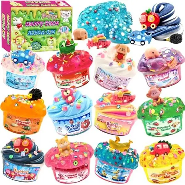 Crunchy Slime Set 12 Pack for Kids,Cloud Slime kit for Girls Ages 8-12,DIY Butter Slime Party Favor for Girls & Boys Goodie Bags Stuffers