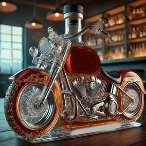 Motorcycle Wine Bottle, Creative High Borosilicate Handmade Craft, Durable Glassware, Premium Quality Glass, Model Xinghao Hatex0331