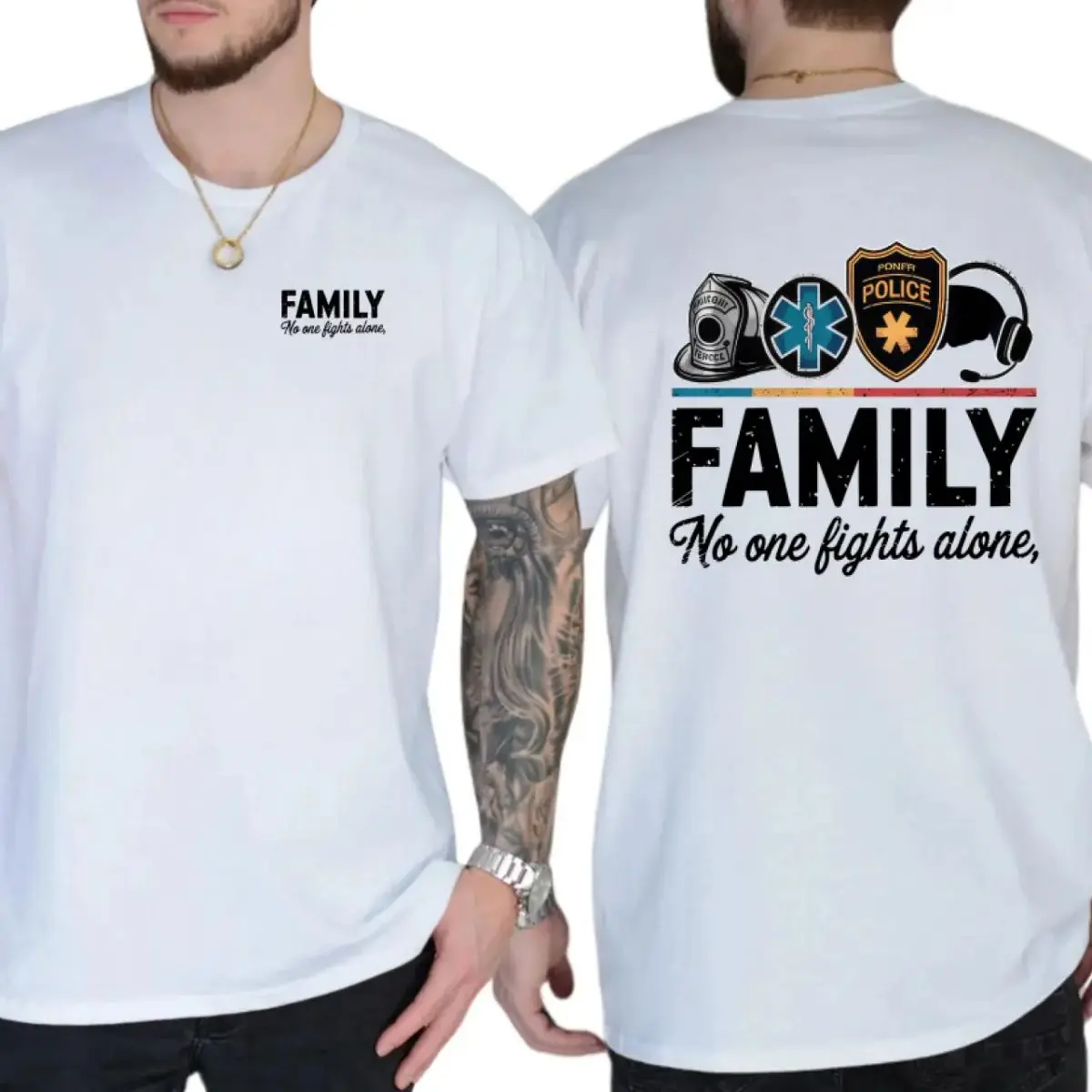 Family No One Fights Alone T Shirt – Firefighter, Ems, Police, Dispatcher Support Tee, Unisex Sweater Pullover Tee