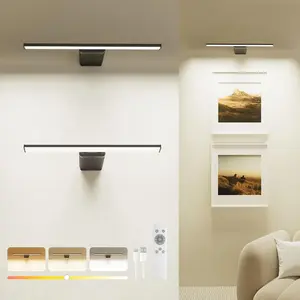 2 Pack Picture Light for Wall Rechargeable Art Light with Remote, 3 Colors & 5 Brightness Levels, 12000mAh  Operated Lights for Pictures,Painting,Gallery, Bedroom, Hallway, Frame, Living Room