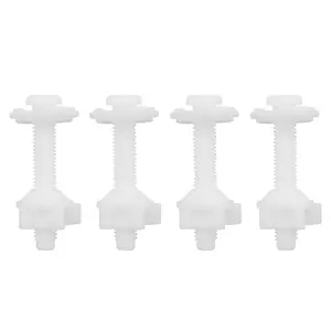 4PCS Corrosion-Free Universal Standard-Size Toilet Seat Hinge Bolt Screws Kit with Plastic Nuts, Washers for Pull-Up Bar Fitness Equipment, Toilet Seat Replacements (US), Four-Pieces