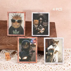4 Pcs Fun Animal Refrigerator Magnets Set, Home Decor Mini Frame Magnets, Small Art Magnets for Living Room, Kitchen, Bedroom, Holiday Gift