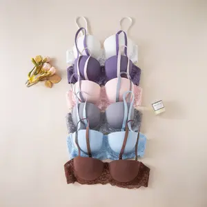 Women's Premium Thin Wireless Shaping Soft Fabric Bra - Side-Closed Bralette with Dream Strap, Spandex Fabric, Traditional Buckle, Sexy Lace Splicing, Contrast Style, Steel Ring Gathering