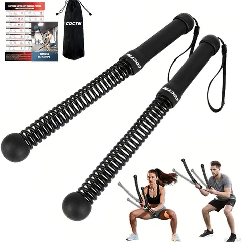 Unisex Compact Steel-Solid Weighted Precision Ropeless Battle Ropes - Non-Tangling Wireless Rubber Workout Equipment for Home Gym, HIIT Full-Body Workouts, Valentine's Day Gift for Fitness Enthusiasts