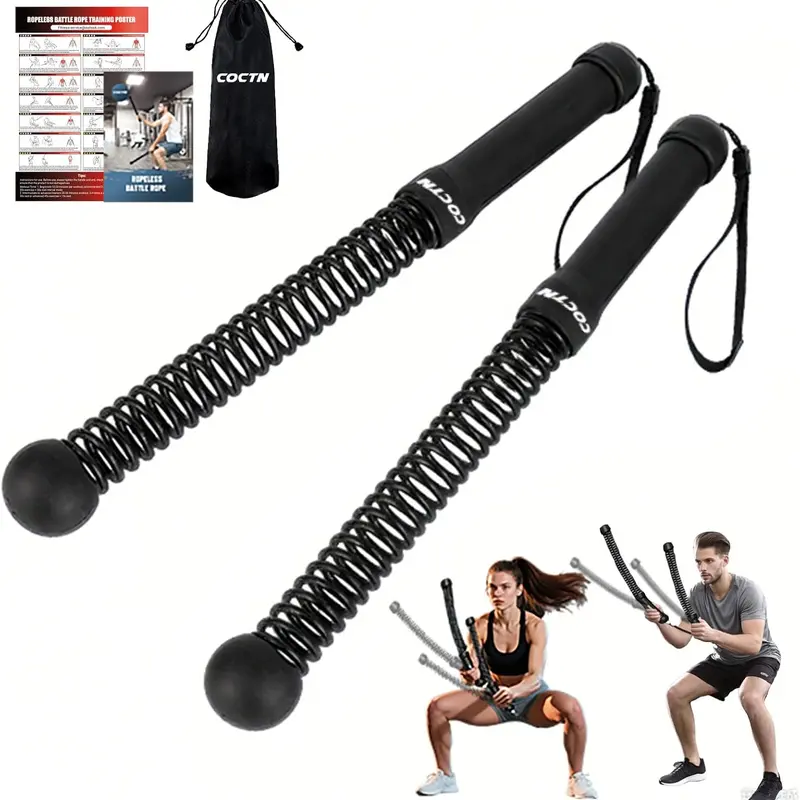 Unisex Compact Steel-Solid Weighted Precision Ropeless Battle Ropes - Non-Tangling Wireless Rubber Workout Equipment for Home Gym, HIIT Full-Body Workouts, Valentine's Day Gift for Fitness Enthusiasts