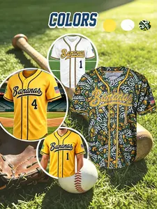 Men's Loose-Fitting Baseball Jersey, Number 4 Banana Embroidery, Casual Sportswear for All Seasons, Quick-Dry Outdoor Activewear