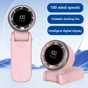 Portable Handheld Turbo Fan with Intelligent Digital Display, Foldable Design, Air Turbo Tech Cooling for Outdoor Activities, Travel, and Working