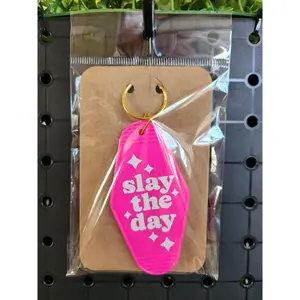 Slay the Day Pink Motel Keychain