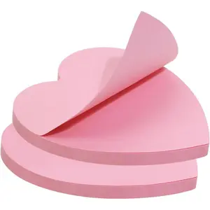 2 Pack  Paper Sticky Notes Heart Shaped Self-Stick Blank Book Tabs Paper Markers Sticky Notes Pad 100 Sheets Index Sticker ()