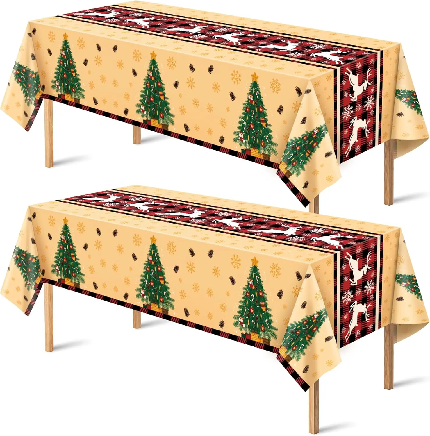 Christmas Decorations - Christmas Decorations Indoor Outdoor - Disposable Plastic Christmas Tablecloth | Christmas Party Decorations Favors Supplies for Door Table Decor Backdrop Banner,2 Pack