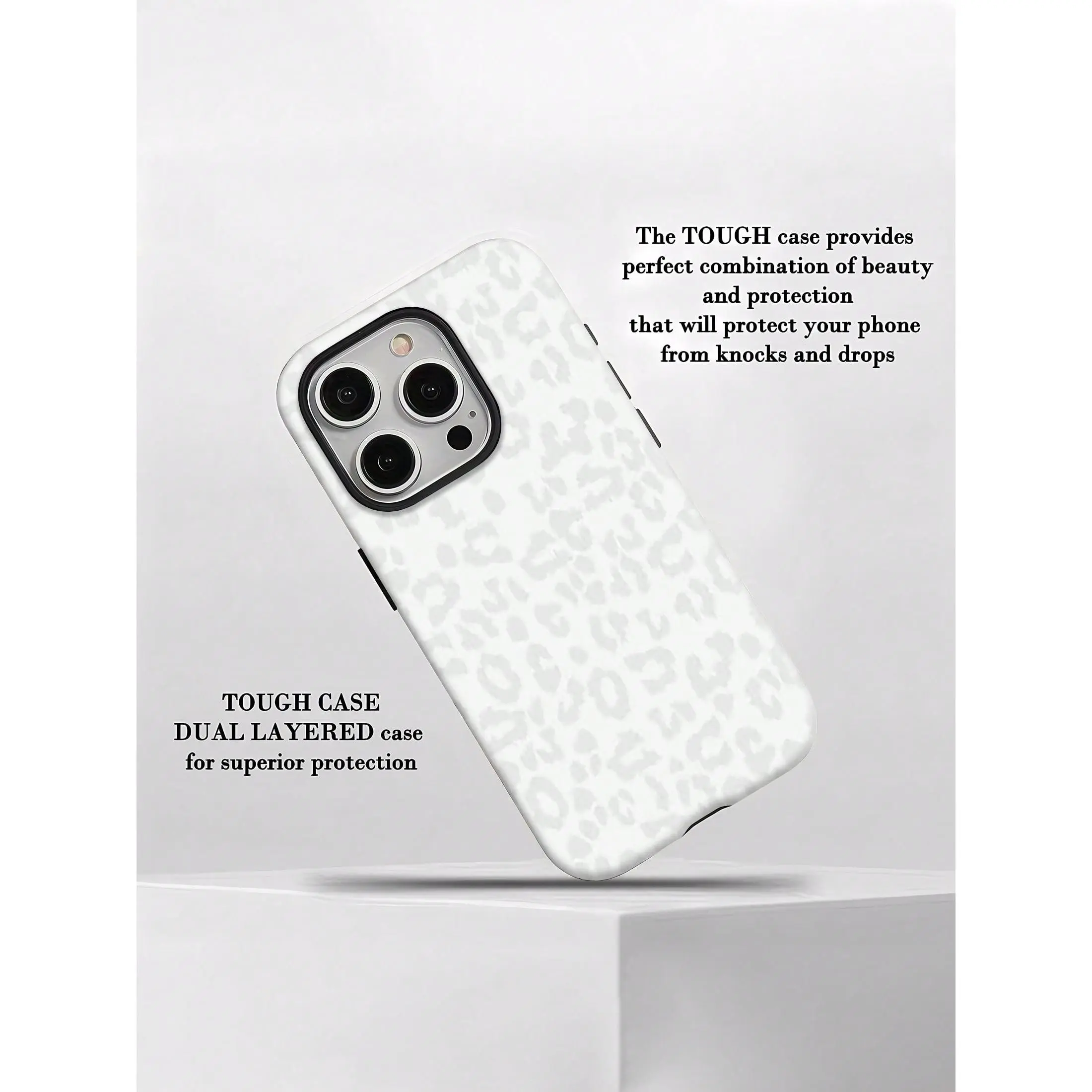 White leopard print design element phone case, providing shockproof and drop protection, with excellent hand feel, suitable for iPhone 17/16/15/14/13/12/11/X/XS/XSMAX/XR/7P/8P, also an ideal holiday gift for friends, family, or for personal use., Accessor