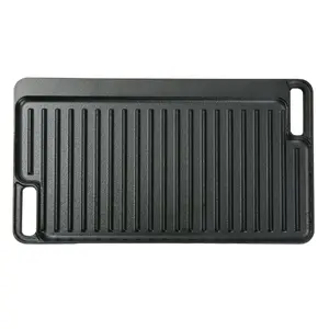 Cookware 16 Pre-Seasoned Cast Iron Grill and Griddle Pan - Versatile Cooking Tool for Home and Dining Use Oil Traditional