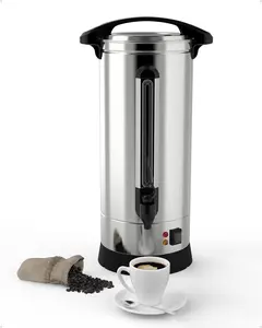 70 Cup Commercial Coffee Maker 10 L, Large Capacity Coffee Urns with Double-wall 304 Stainless Steel, Quick Brewing Coffee Dispenser for Meeting Rooms and Other Large Gatherings