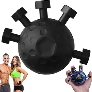 Finger Grip Strengthener - Black Exercise Ball with Black Grips for Strength Training and Flexibility