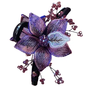 YU Handmade Copper Wire Woven Flower Hair Claw For Women