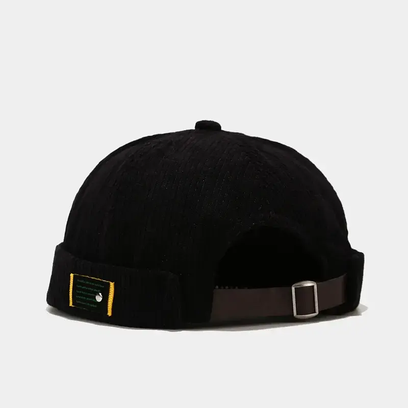 Corduroy skull cap hat for men & women, retro brimless sailor beanie with rolled edge, adjustable, machine washable, men’s accessories, skull caps