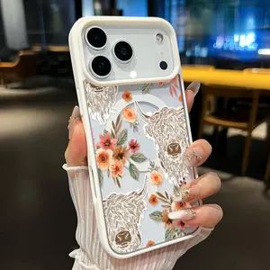 Magnetic  Case for iPhone 17 Pro Max 16 Plus 15 14 13 12 11 X Plus/Air/Pro Max/Pro,Samsung S25,S24,S23,S22,Ultra Plus FE Bison Floral Symphony Acrylic Transparent All Coverage support wireless charging Cell Phone Cover Gift for Boy
