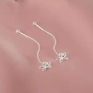 1 pair of fashionable lotus tassel earrings for women, suitable for daily wear, spring and summer seasons, graduation gifts and celebration occasions