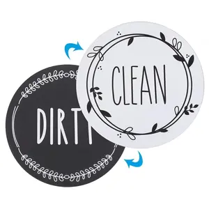 LMMAKE Round Dishwasher Magnet Clean Dirty Sign, Double Sided Flip Magnetic Dishwasher Sign That Say Clean/Dirty Easy to Read for Kitchen Organizers and Storage Decor Accessories