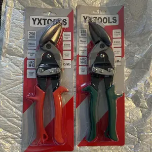 6510c Right and Left Angled Tin Cutting Aviation Snips Set with Forged Blade and Kush'n-Power Comfort Grips