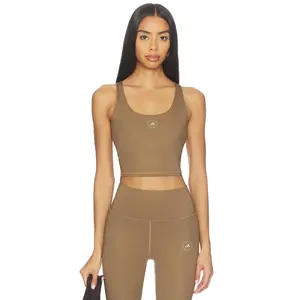 adidas by Stella McCartney True Strength Yoga Crop Top in Brown Moss