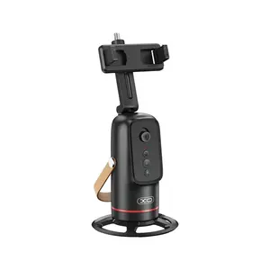 Automatic Face-Tracking Phone Holder, 360° Rotating Smartphone Tripod with Smart Shooting Camera Mount, Rechargeable Remote and Light for Live Vlog Streaming Videos, Rechargeable