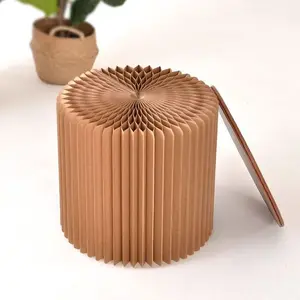 Luxury Kraft Paper Art Stool: Expandable Folding Fabric Pouf, Space-Saving Living Room Furniture