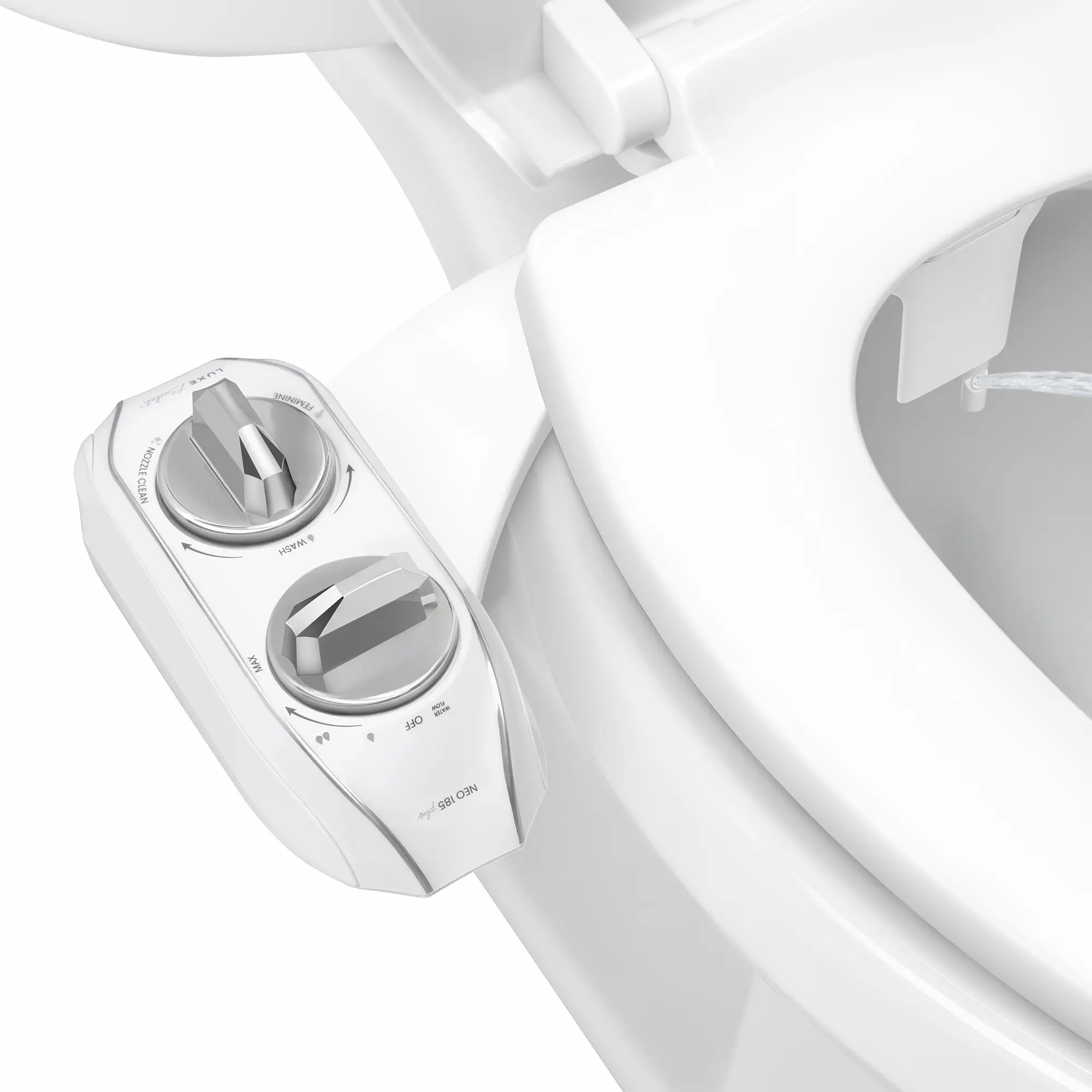 LUXE Bidet NEO 185 Plus - Rear & Feminine Wash, Bidet Attachment for Toilet Seat, Easy Slide-in Installation, Patented 360° Self-Clean, and Flip Feature
