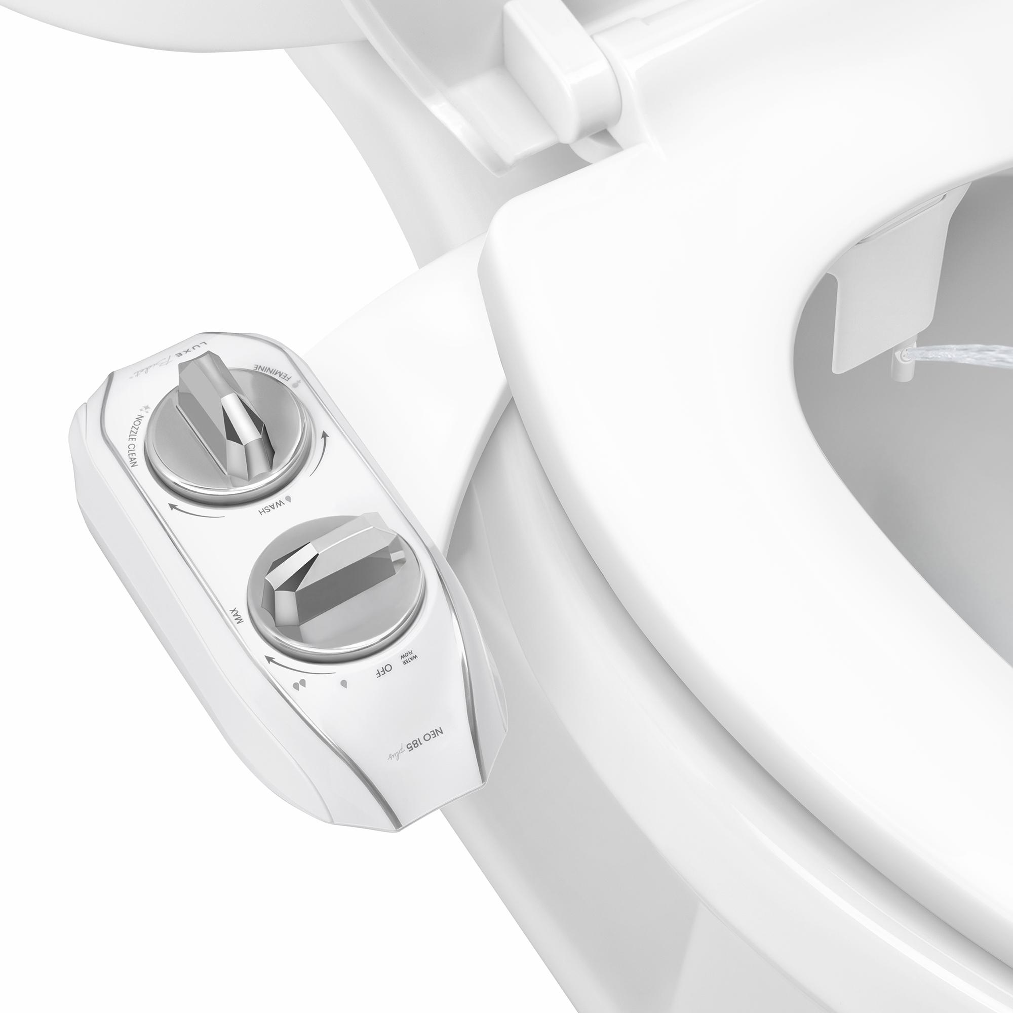 LUXE Bidet NEO 185 Plus - Rear & Feminine Wash, Bidet Attachment for Toilet Seat, Easy Slide-in Installation, Patented 360° Self-Clean, and Flip Feature