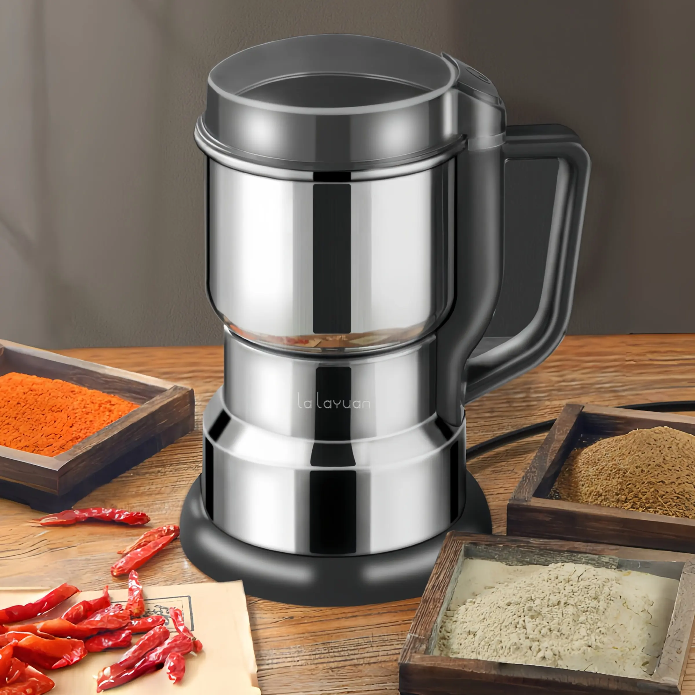 Lalayuan Grinder, Coffee Grinders, Coffee Tools, 300W Motor 10s Fast Grinding, Grain Mill for Beans, Spices, Nuts, 8-blade Stainless Steel Electric Coffee Bean Grinder, 400g/400ml/14oz Grind Chamber, Dry Food Processor, 35000rpm Evenly Fine Grind
