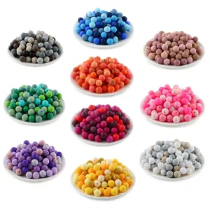 165PCS 12mm Silicone beads for Keychain Making,Gray Blue Camel Green Orange Pink Purple Red Silicone Beads for Pens