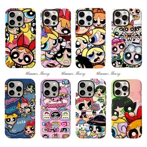 Trendy Fashion Kawaii Painting Cute Powerpuffs Anime Girls Phone Cases For iPhone 17 Promax Pro Air 16 Plus 15 14 13 12 Shockproof Protective Film Shells Cover Best Gifts of Christmas Halloween Birthday Valentine