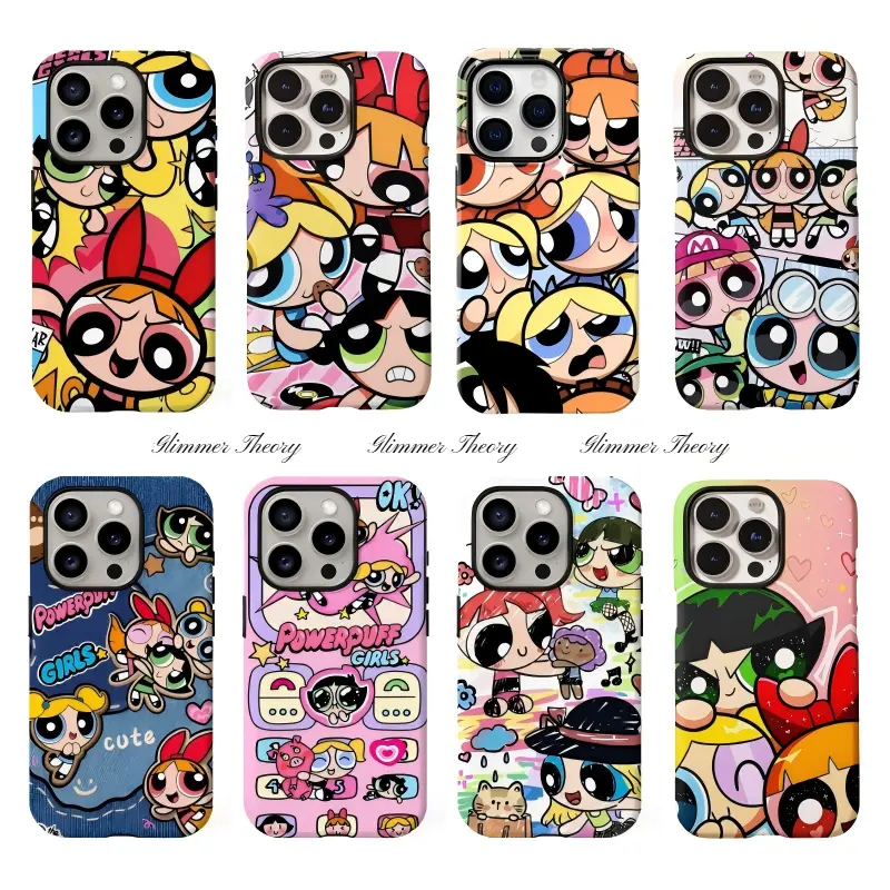 Trendy Fashion Kawaii Painting Cute Powerpuffs Anime Girls Phone Cases For iPhone 17 Promax Pro Air 16 Plus 15 14 13 12 Shockproof Protective Film Shells Cover Best Gifts of Christmas Halloween Birthday Valentine