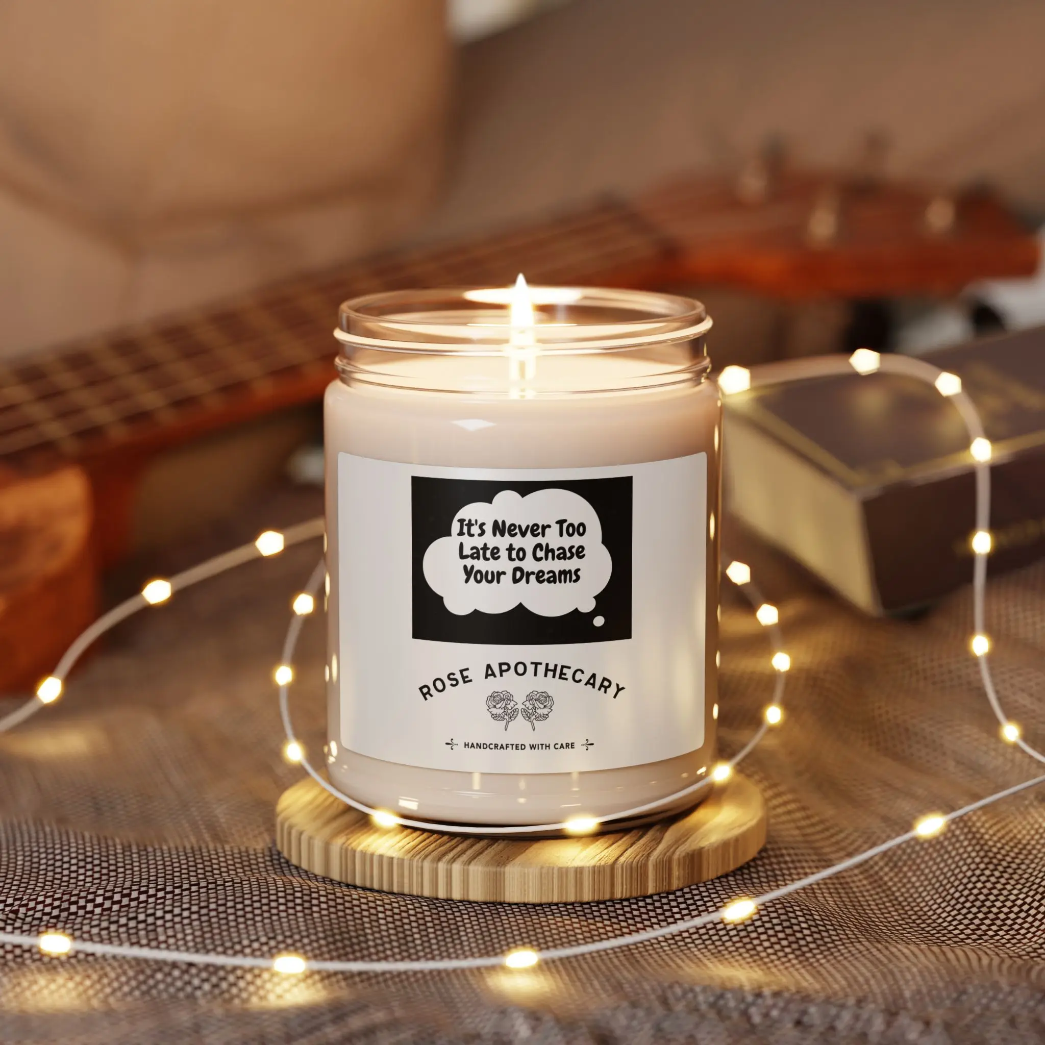 Rose Apothecary “Chase Your Dreams” Scented (and unscented option) Candle 9oz Soy Jar | Rose Apothecary
