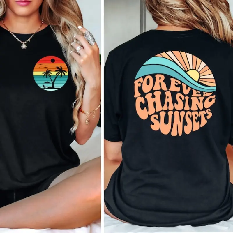 Forever Chasing Sunsets T-shirt, Summer 2025 T-shirts, Retro Vintage Summer T-shirt, Summer Lover T-shirt,Beach T-shirt,Family Vacation Gift