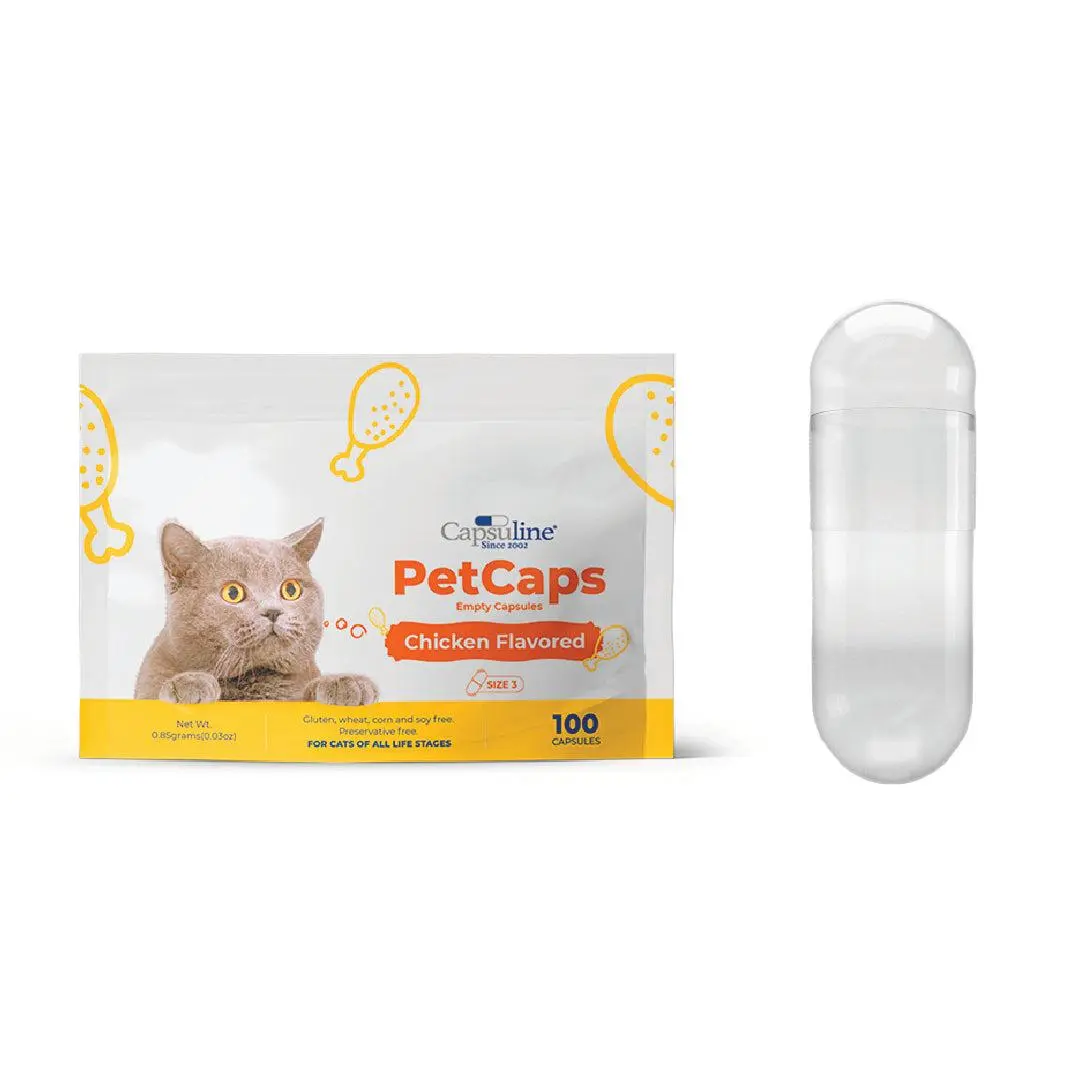 DIY Capsuline PetCaps Chicken Flavored Gelatin Empty Shells Size 3