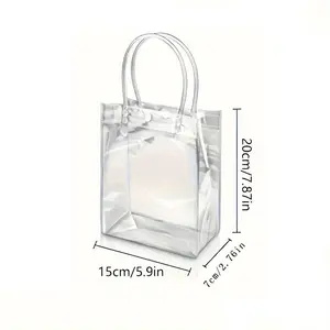 Transparent PVC Gift Bag with Handle, Reusable Waterproof Tote for Parties, Ideal for Weddings, Birthdays, Baby Baptisms, Gifts, Cosmetics