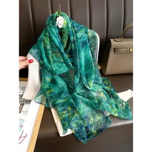 Women's Elegant Marble Print Long Scarf, Head Scarf, Casual Soft Comfortable Shawl for Daily Wear, Fashion Accessories for Women & Girls