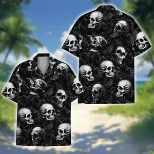 Tropical Skull Hawaiian Shirt, Aloha Summer Beach Shirt 3D Print Unisex Adults S-5XL