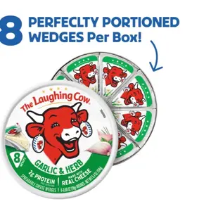 The Laughing Cow Creamy Garlic & Herb Spreadable Cheese Wedges, 8-Pack (5.4 Oz)