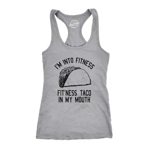 Womens Tank Fitness Taco In My Mouth Tanktop Funny Shirt Funny Racerback Tank Cute Slimming Tank tops comfortable soft top Cinco De Mayo Tank Top for Women Funny Fitness Sleeveless Tee Novelty Tank Tops for Light Grey