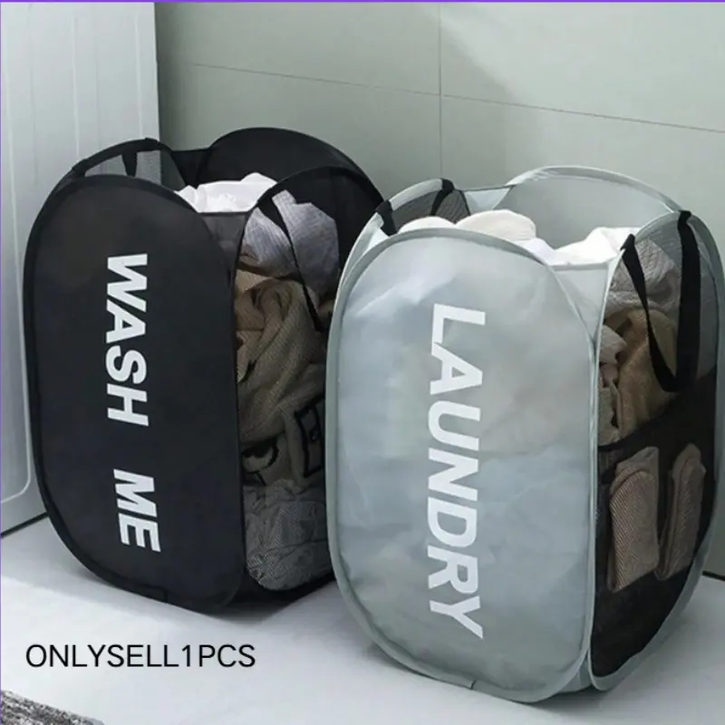 Foldable Laundry Basket with Handle, Home Storage Bin for Dirty Clothes, Durable Organizer for Bathroom & Closet Use, Collapsible Laundry Hamper, Collapsible Storage Baskets, Folding Laundry Basket