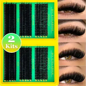 2 Counts, DIY lash clusters kit, Thick 80D Cat Eye100D, D Curl Eyelashes Clusters Volume for Dramatic Eyes, Comfortable & Lightweight, DlY Lash Extension at Home, Full Look, Perfect for Daily Glam, Special Occasions, False Eyelash Extensions