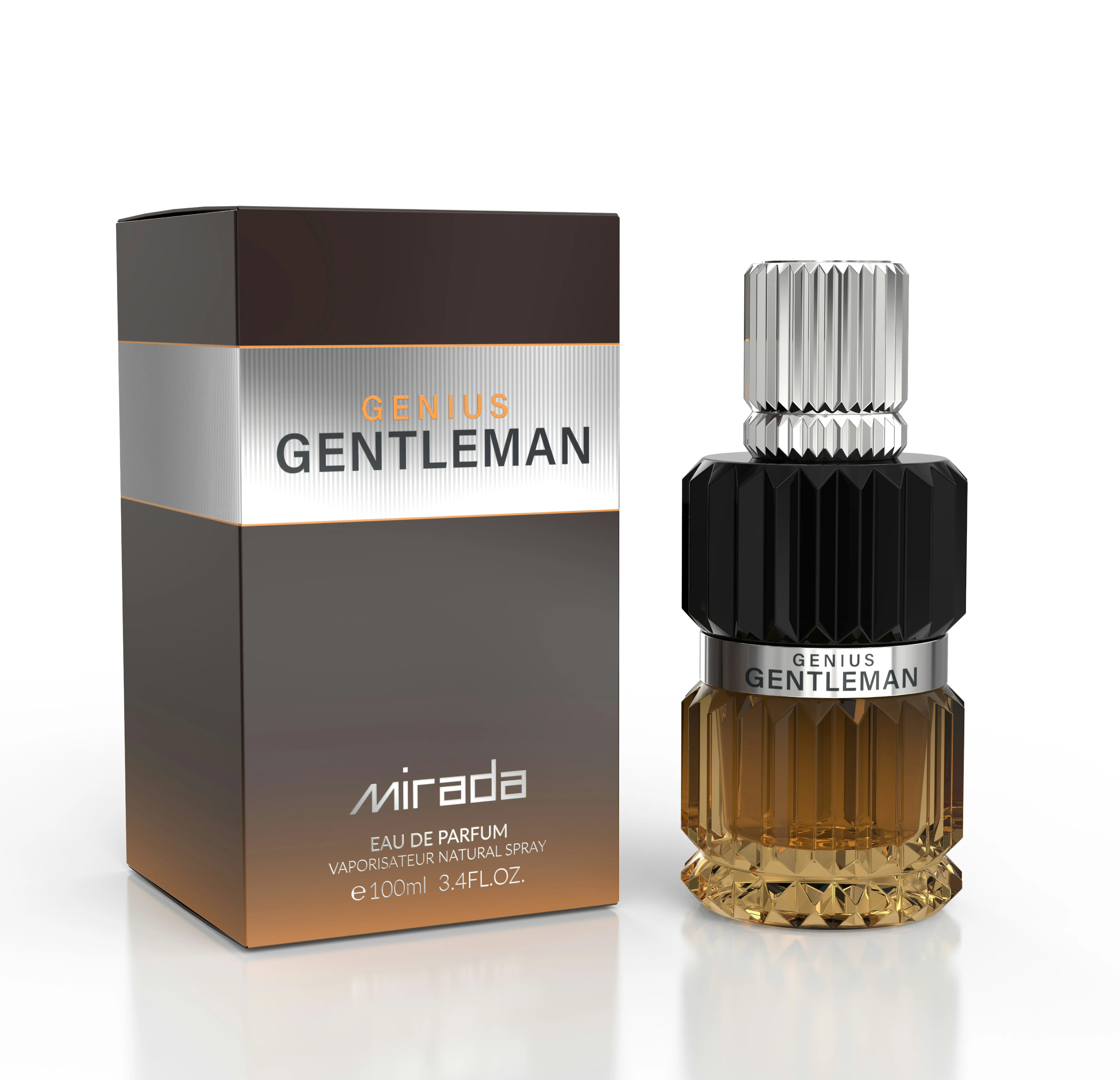 MIRADA Genius Gentleman EDP Perfume Spray, Long-Lasting Amber Vanilla Scent for Men with Cinnamon & Tonka Bean, Alcohol-Free, 100ML Spray Bottle