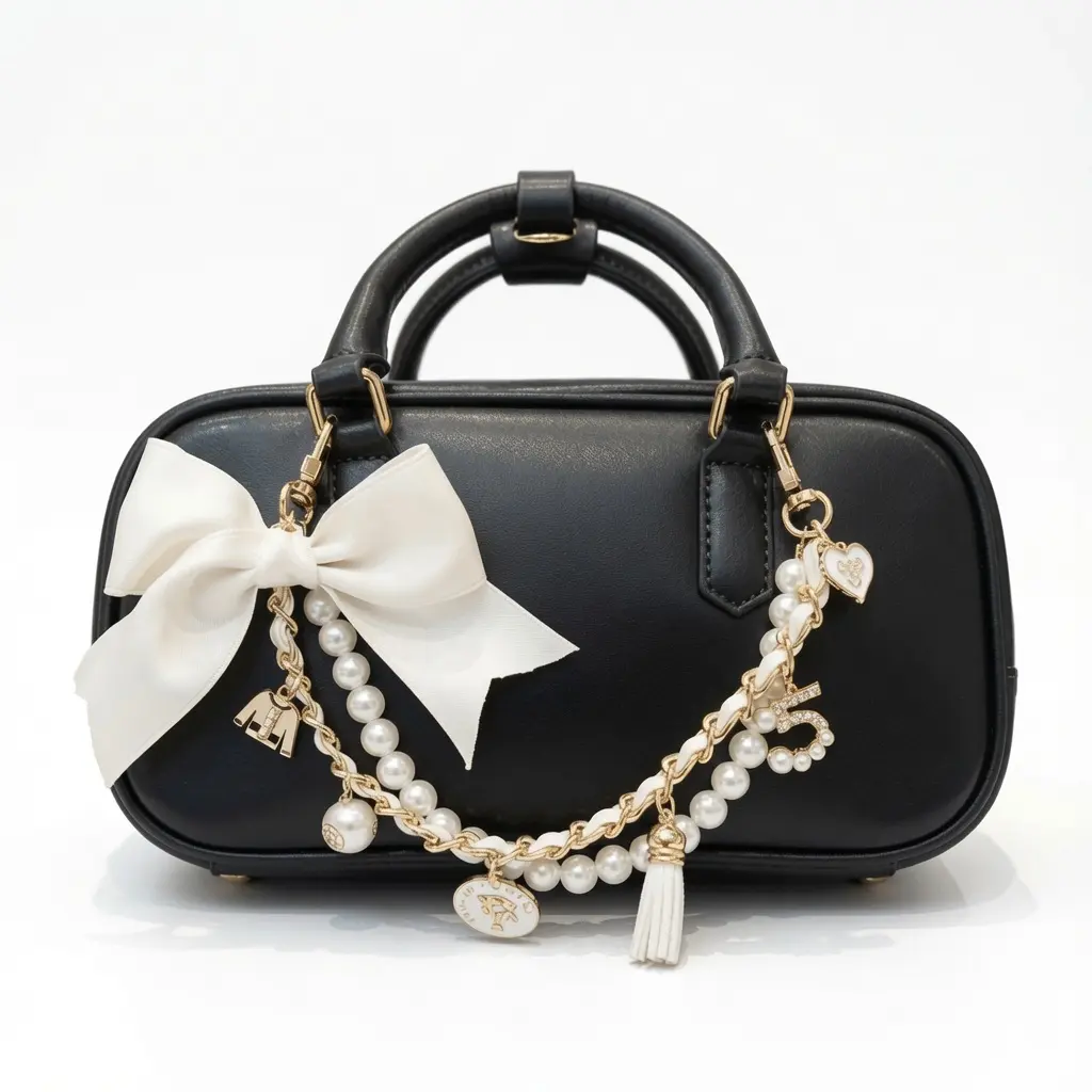 2026  New elegant bag chain Fashionable Bag Chain Decorations, Elegant Bow Additions, Versatile Pearl Bag Charms for Women bagcharm bag pendant