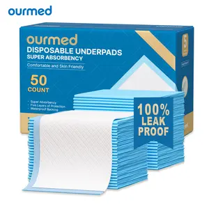 Ourmed Super Absorbent Underpad, 30"x36" Extra Large Incontinence Bed Pad, Waterproof Disposable Pee Pad for Elderly, Adults, Kids and Hospital Usage, 50 Count（Can also Underpad as a pet care mat）