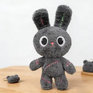 Easter Long-Eared Rabbit |   Festival Gift/Decoration |   Soft Material, Grey Patchwork Plush Rabbit Toy |   Easter Gift for Children's Room Decoration
