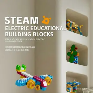 Stem-Certified Building Blocks Set, Motorized Gear Learning Kit, Educational Construction Toys for Boys & Girls Ages 3+, Fun Stem Toy