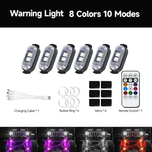 Car motor LED RGB Lights Strobe Light Wireless Remote Control 10 Modes Waterproof Decorative Light for Car Motorcycle